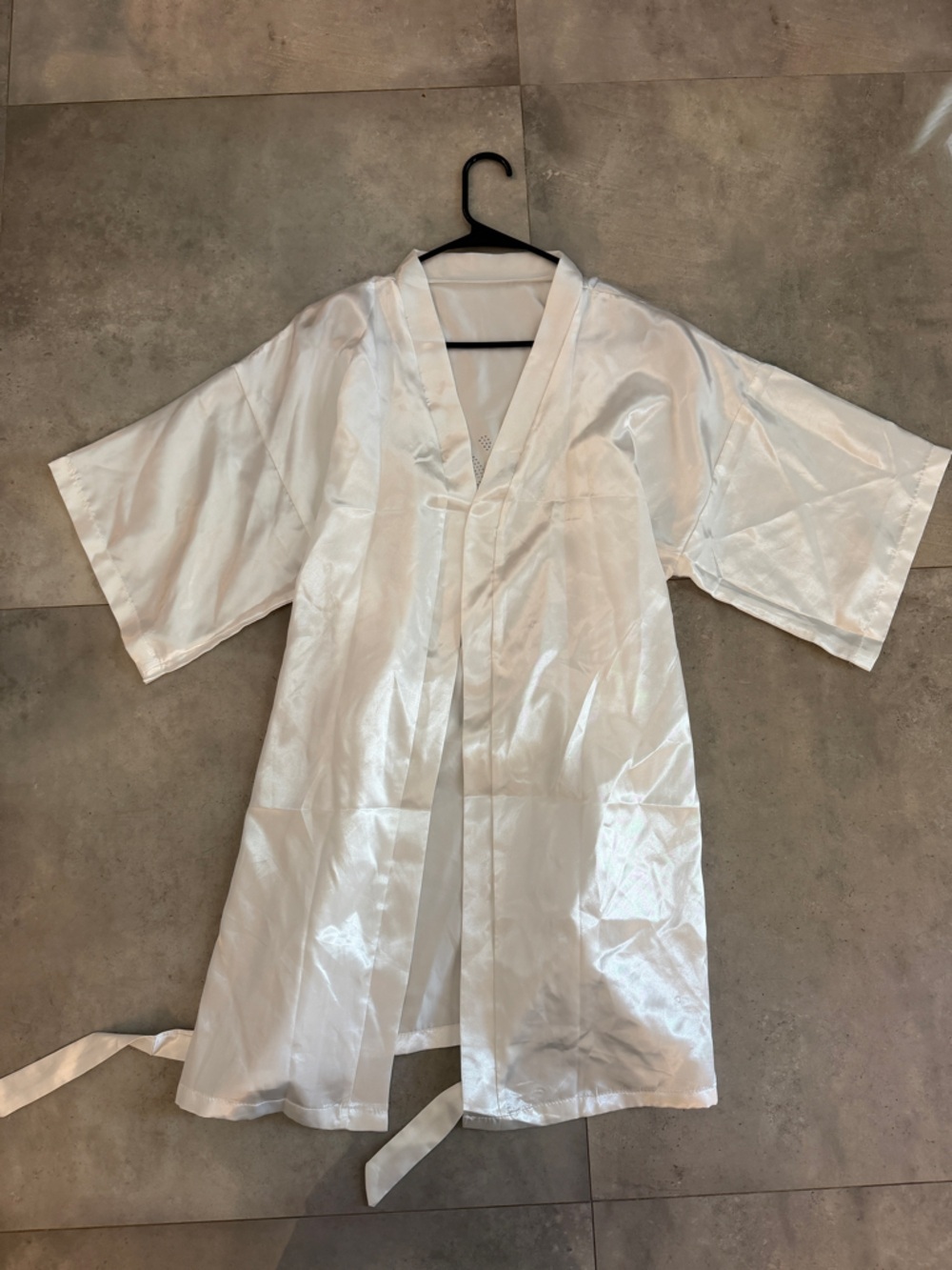 White Satin 'Bride' Robe with Rhinestone Script - Picture 4 of 6